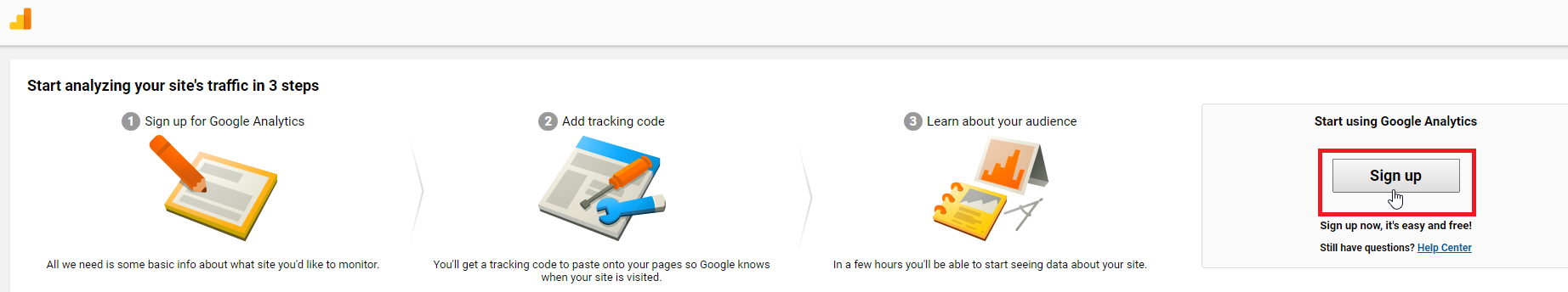 Google Analytics Sign Up